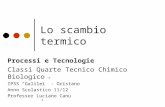 1 Processi e Tecnologie Classi Quarte Tecnico Chimico Biologico IPSS Galilei - Oristano Anno Scolastico 11/12 Professor Luciano Canu Lo scambio termico.
