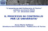 Lesperienza del Politecnico di Torino settimo seminario PASS 13 - 15 Dicembre 2000 IL PROCESSO DI CONTROLLO PER LE UNIVERSITA Anna Maria Gaibisso Direttore.