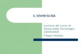 Lelettricità Lezione del corso di Storia della Tecnologia 16/05/2008 Filippo Nieddu.