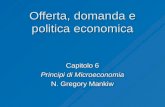 Offerta, domanda e politica economica Capitolo 6 Principi di Microeconomia N. Gregory Mankiw.