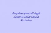 Proprietà generali degli elementi della Tavola Periodica.