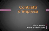 Contratti dimpresa Lorenzo Benatti Parma, 6 ottobre 2011.