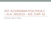 IST. ECONOMIA POLITICA 1 – A.A. 2012/13 – ES. CAP. 11 Docente Marco Ziliotti.
