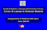 Facoltà di Medicina e Chirurgia dellUniversità di Firenze Corso di Laurea in Scienze Motorie Insegnamento di Medicina dello Sport Anno 2003-04.
