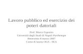 Lavoro pubblico ed esercizio dei poteri datoriali Prof. Marco Esposito Università degli Studi di Napoli Parthenope Benevento 8 marzo 2007 Corso di laurea.