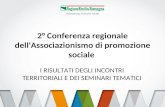 2° Conferenza regionale dell'Associazionismo di promozione sociale I RISULTATI DEGLI INCONTRI TERRITORIALI E DEI SEMINARI TEMATICI.