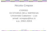 1 nicola crepax Nicola Crepax CORSO DI STORIA DELLIMPRESA Università Cattaneo - Liuc email: ncrepax@liuc.it a.a. 2002-2003.
