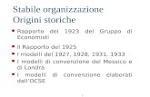 1 Stabile organizzazione Origini storiche Rapporto del 1923 del Gruppo di Economisti Il Rapporto del 1925 I modelli del 1927, 1928, 1931, 1933 I modelli.