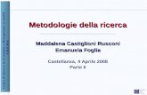 Centro di Ricerca in Economia e Management in Sanità C.R.E.M.S. 1 Metodologie della ricerca Maddalena Castiglioni Rusconi Emanuela Foglia Metodologie della.