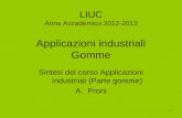 1 LIUC Anno Accademico 2012-2013 Applicazioni industriali Gomme Sintesi del corso Applicazioni Industriali (Parte gomme) A.Proni.