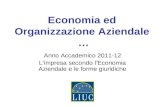 Economia ed Organizzazione Aziendale … Anno Accademico 2011-12 Limpresa secondo lEconomia Aziendale e le forme giuridiche.