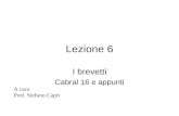 Lezione 6 I brevetti Cabral 16 e appunti A cura Prof. Stefano Capri.