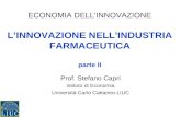 ECONOMIA DELLINNOVAZIONE LINNOVAZIONE NELLINDUSTRIA FARMACEUTICA parte II Prof. Stefano Capri Istituto di Economia Università Carlo Cattaneo-LIUC.