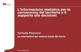 Carmela Pascucci Le esportazioni per sistema locale del lavoro Linformazione statistica per la conoscenza del territorio e il supporto alle decisioni Roma,