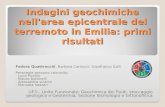 Indagini geochimiche nell'area epicentrale del terremoto in Emilia: primi risultati UF3 – Unita Funzionale: Geochimica dei fluidi, stoccaggio geologico.