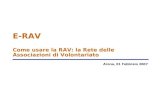 E-RAV Come usare la RAV: la Rete delle Associazioni di Volontariato Arona, 01 Febbraio 2007.