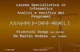 AA 2006/2007Analisi dei Ruoli1 ANALISI DEI RUOLI Visentini Diego mat.814702 De Martin Andrea mat. 810091 Laurea Specialistica in Informatica Analisi e.