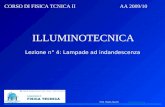 Prof. Paolo Zazzini zazzini@unich.itzazzini@unich.it CORSO DI FISICA TCNICA II AA 2009/10 ILLUMINOTECNICA Lezione n° 4: Lampade ad indandescenza.