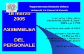 16 marzo 2005 ASSEMBLEA DEL PERSONALE 16 marzo 2005 ASSEMBLEA DEL PERSONALE L'accordo integrativo decentrato biennio 2004-2005 per il PTA questione assunzioni.
