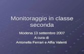 Monitoraggio in classe seconda Modena 13 settembre 2007 A cura di Antonella Ferrari e Alfia Valenti.