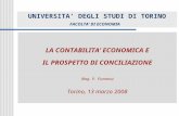UNIVERSITA DEGLI STUDI DI TORINO FACOLTA DI ECONOMIA LA CONTABILITA ECONOMICA E IL PROSPETTO DI CONCILIAZIONE (Rag. P. Fiumara) Torino, 13 marzo 2008.