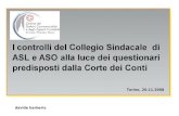 Torino, 20.11.2008 davide barberis I controlli del Collegio Sindacale di ASL e ASO alla luce dei questionari predisposti dalla Corte dei Conti.