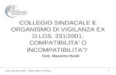 1 COLLEGIO SINDACALE E ORGANISMO DI VIGILANZA EX D.LGS. 231/2001: COMPATIBILITA O INCOMPATIBILITA? Dott. Massimo Boidi Dott. Massimo Boidi – Studio Boidi.