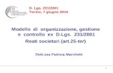 1 Modello di organizzazione, gestione e controllo ex D.Lgs. 231/2001 Reati societari (art.25-ter) D. Lgs. 231/2001 Torino, 7 giugno 2010 Dott.ssa Patrizia