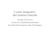 I conti integrativi del sistema centrale Jacopo Di Cocco Corso di Contabilità nazionale Facoltà di Economia sede di Bologna.