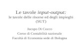 Le tavole input-output: le tavole delle risorse ed degli impieghi (SUT) Jacopo Di Cocco Corso di Contabilità nazionale Facoltà di Economia sede di Bologna.