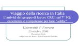 Viaggio della ricerca in Italia Lattività del gruppo di lavoro CRUI sul 7° PQ: esperienze e competenze per fare lobby Università di Ferrara 25 ottobre.