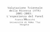 Valutazione Triennale della Ricerca (VTR) 2001-2003: Lesperienza del Panel 13 Franco Peracchi Università di Roma Tor Vergata.