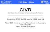 CIVR Comitato di Indirizzo per la Valutazione della Ricerca ________________________________ Incontro CRUI del 12 aprile 2006, ore 15 Panel 11 Scienze.