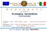 Università degli Studi di Pavia Facoltà di Economia B E N V E N U T I al Corso di Economia Aziendale Istituzioni Titolari. Prof. Piero Mella [A/K] - Prof.ssa.