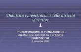 1 Didattica e progettazione delle attività educative 1 Programmazione e valutazione tra legislazione scolastica e pratiche professionali 2 dicembre 2006.