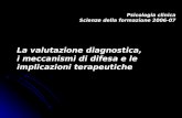 La valutazione diagnostica, i meccanismi di difesa e le implicazioni terapeutiche Psicologia clinica Scienze della formazione 2006-07.