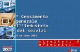 Roma, 16 marzo 2004 r i s u l t a t i d e f i n i t i v i 8° Censimento generale dellindustria e dei servizi 22 ottobre 2001.