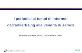 I periodici ai tempi di Internet: dalladvertising alla vendita di servizi Forum nazionale ANES, 26 settembre 2007.