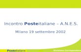 Divisione Corrispondenza 0 Incontro Posteitaliane – A.N.E.S. Milano 19 settembre 2002.