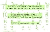 Meiosi1 LICEO SCIENTIFICO STATALE LEONARDO da VINCI di FIRENZE CORSO SPERIMENTALE F DOCENTE Prof. Enrico Campolmi MEIOSI capitolo 11 pag. 139.