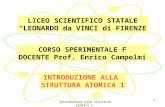 Introduzione alla struttura atomica 1 1 LICEO SCIENTIFICO STATALE LEONARDO da VINCI di FIRENZE CORSO SPERIMENTALE F DOCENTE Prof. Enrico Campolmi INTRODUZIONE.