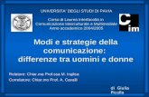 UNIVERSITA DEGLI STUDI DI PAVIA Corso di Laurea Interfacoltà in Comunicazione Interculturale e Multimediale Anno accademico 2004/2005 Modi e strategie.