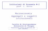 Istituzioni di Economia M-Z prof. L. Ditta Facoltà di Giurisprudenza Università di Perugia Macroeconomia Aggregati e soggetti istituzionali Presentazione.