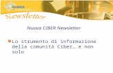 Nuova CIBER Newsletter Lo strumento di informazione della comunità Ciber….e non solo.