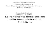 La rendicontazione sociale nelle Amministrazioni Pubbliche Economia delle Aziende Pubbliche – 1° modulo Università degli Studi di Trieste Facoltà di Scienze.