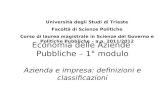 Economia delle Aziende Pubbliche – 1° modulo Azienda e impresa: definizioni e classificazioni Università degli Studi di Trieste Facoltà di Scienze Politiche.