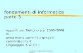 Fondamenti informatica1 Nettuno parte 31 fondamenti di informatica parte 3 appunti per Nettuno a.a. 2005-2006 di anna maria carminelli gregori carmin@units.it.