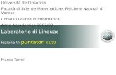 Laboratorio di Linguaggi lezione V: puntatori (1/3) Marco Tarini Università dellInsubria Facoltà di Scienze Matematiche, Fisiche e Naturali di Varese Corso.