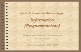1 Corso di Laurea in Biotecnologie Informatica (Programmazione) Rappresentazione dellinformazione su calcolatore Anno Accademico 2009/2010.