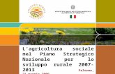 Lagricoltura sociale nel Piano Strategico Nazionale per lo sviluppo rurale 2007- 2013 Palermo, 21 maggio 2009.